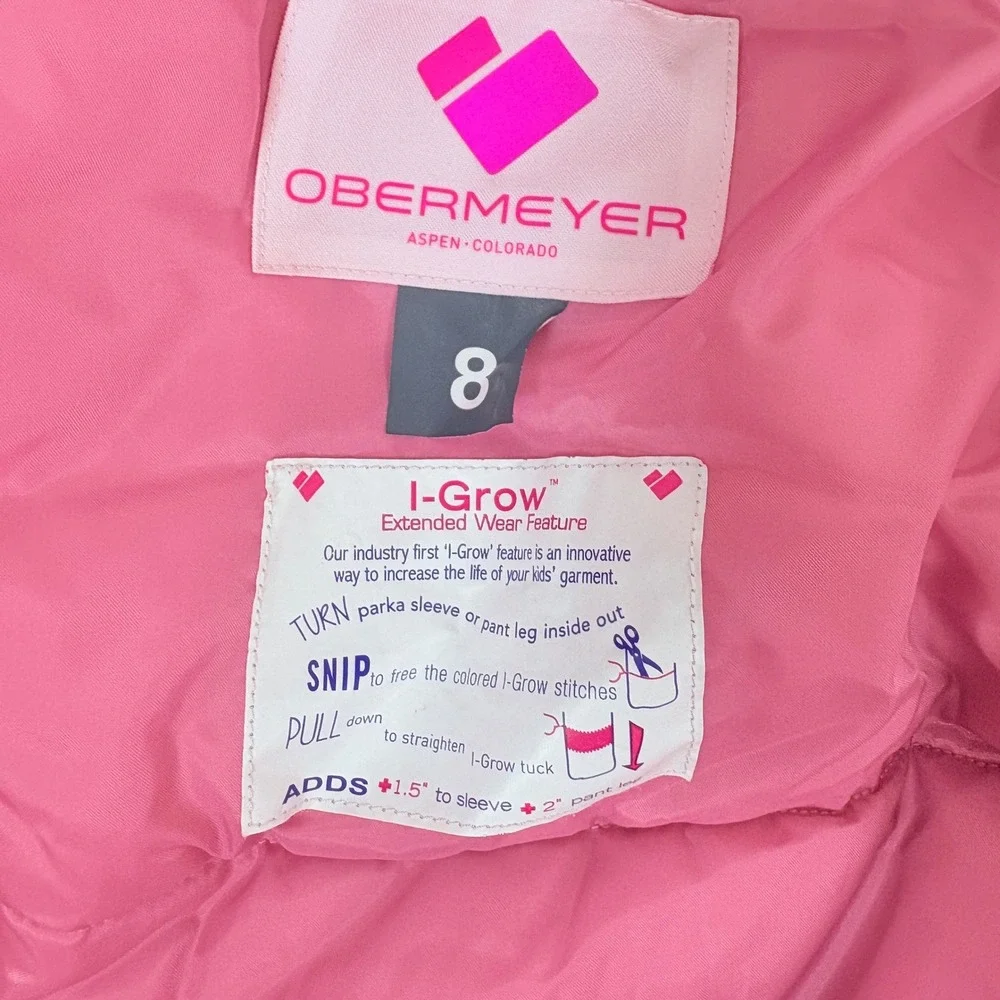 Obermeyer Girls Green Pink Floral I-Grow Snow Ski Suit Jacket Pants Size 8